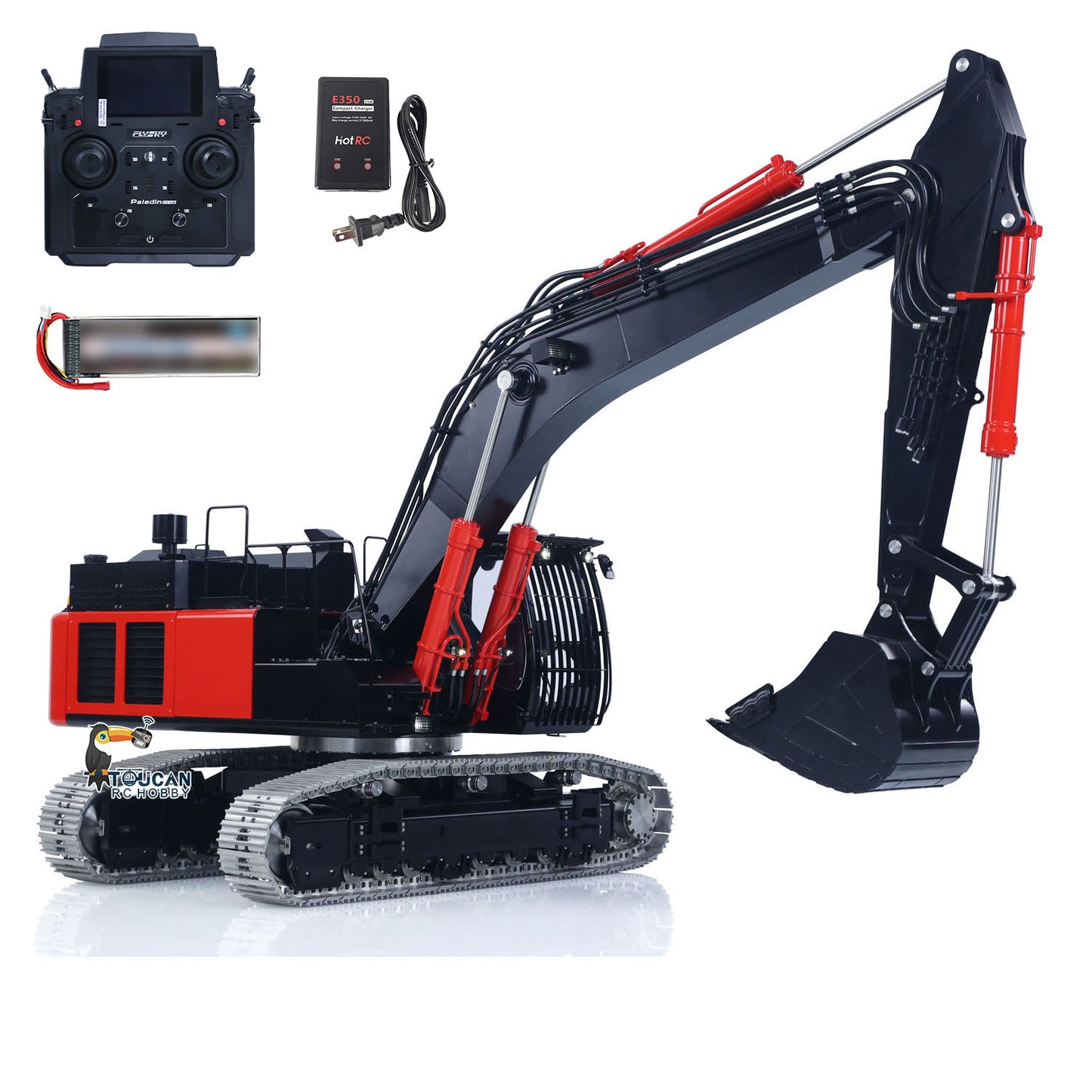 LESU Aoue ZX490 1/14 Metal RC Hydraulic Excavator B0026 6-Channel Directional Valve 360 Degrees Continuous Rotation High-torque Drive Wheels Lighting System