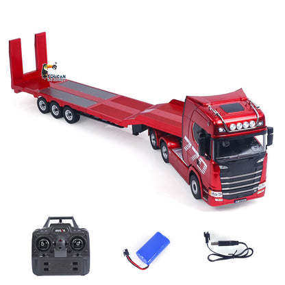 TOUCAN RC HOBBY US Stock HUINA 770S 1/18 Remote Control Tractor Truck 3 Axle Plastic Semi Flatbed Trailer RTR Model for Adults