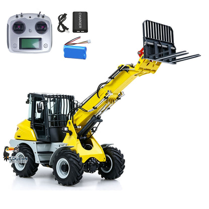 TOUCAN RC HOBBY LESU RTR 4X4 1:14 RC Hydraulic Telescopic Arm Loader AOUE AT1050 Metal Fork Lift Trucks Light Sound Flysky I6S Radio Battery
