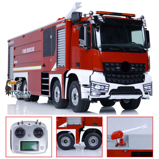 IN STOCK 8x4 1/14 RC Fire Fighting Truck Remote Controlled Sprinkler Vehicles Sounds Painted Assembled DIY Toy Car Gift for Adults Children teshulainjie