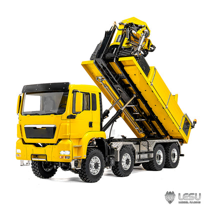 LESU 1/14 Metal Hydraulic 8x8 RC Roll On Off Dumper with Crane 2 Speed Transmission 9 Ways Brass Valves Sound Light System