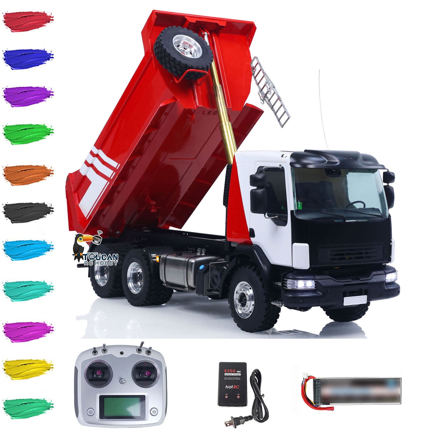 LESU 1/14 Hydraulic RC Dump Truck 6*6 RTR Radio Control Tipper 2Speed Gearbox Differential Lock Metal Chassis Flysky I6S Radio