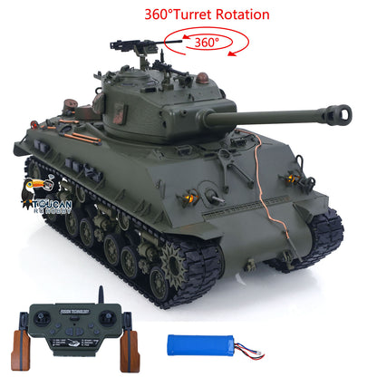 US Stock 1/16 Remote Control Tank Sherman M4A3 E8 Fury Edition IR BB Barrel Elevation Smoke Unit Metal Chassis Road Wheels 360 Rotation