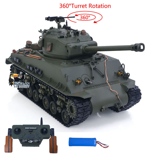 US Stock 1/16 Remote Control Tank Sherman M4A3 E8 Fury Edition IR BB Barrel Elevation Smoke Unit Metal Chassis Road Wheels 360 Rotation