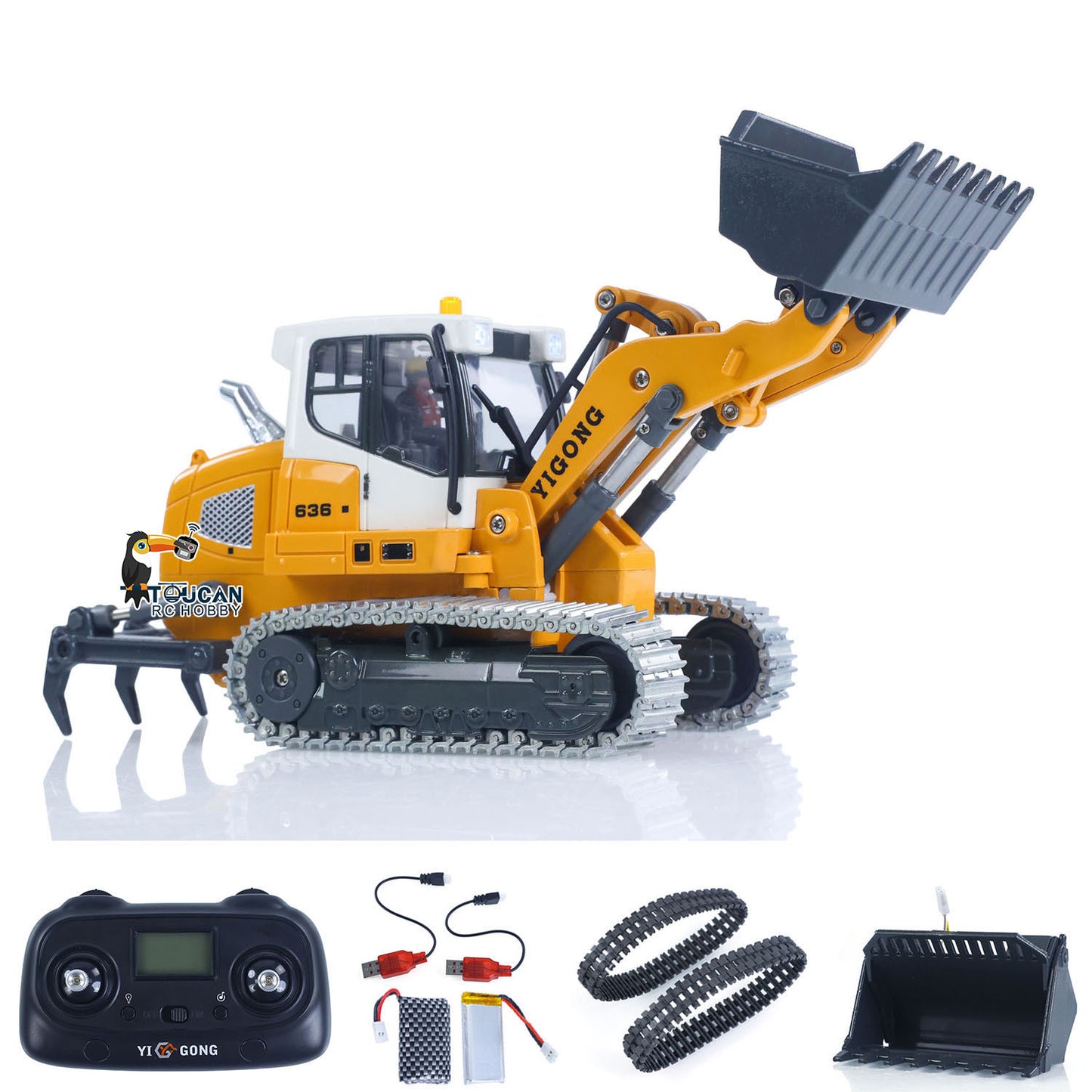 Fast Free Shipping 1:50 RC Electric Lifting Tracked Loader LR636 2.4G Construction Vehicle Metal Bucket Tracks Ripper RTR Model Light Sound Battery