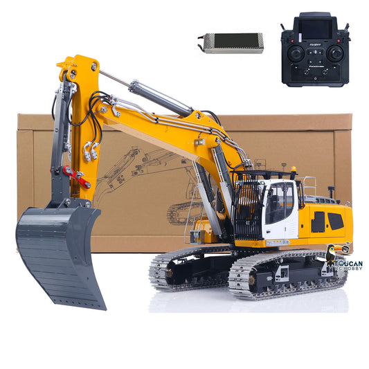 Flash Sale Metal LESU LR956 1/14 RC Hydraulic Excavator 2 Arms  Remote Control Digger Model 4MPA Dual Pumps Light 3S Battery PL18EV LITE