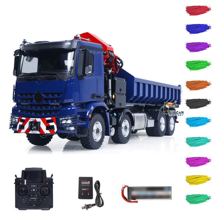 1/14 LESU RC 8x8 RTR Painted and Assembled Metal Hydraulic Crane Dumper Tipper Truck Sound Light System ECS Motor