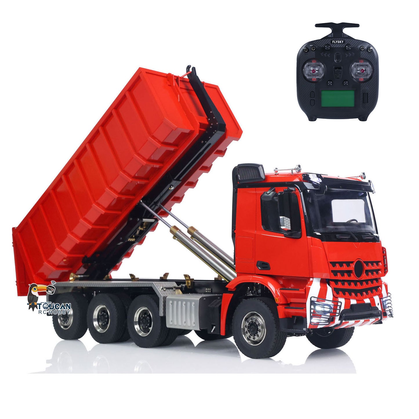 Toucanhobby G88 1/14 Metal 8x8 RC Hydraulic Roll on off Dump Truck RTR Waste Bin 3 Speed Transmission Differential Lock Rear Axle Steering Light Sound for Construction Collectors