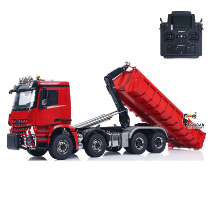 Toucanhobby 1/14 Remote Control Metal Hydraulic Roll On Off Dump Truck 8*8 5 Valves RC Full Tipper 3Speed Gearbox Hobbywing 1060 Brushed ESC Differential Locks