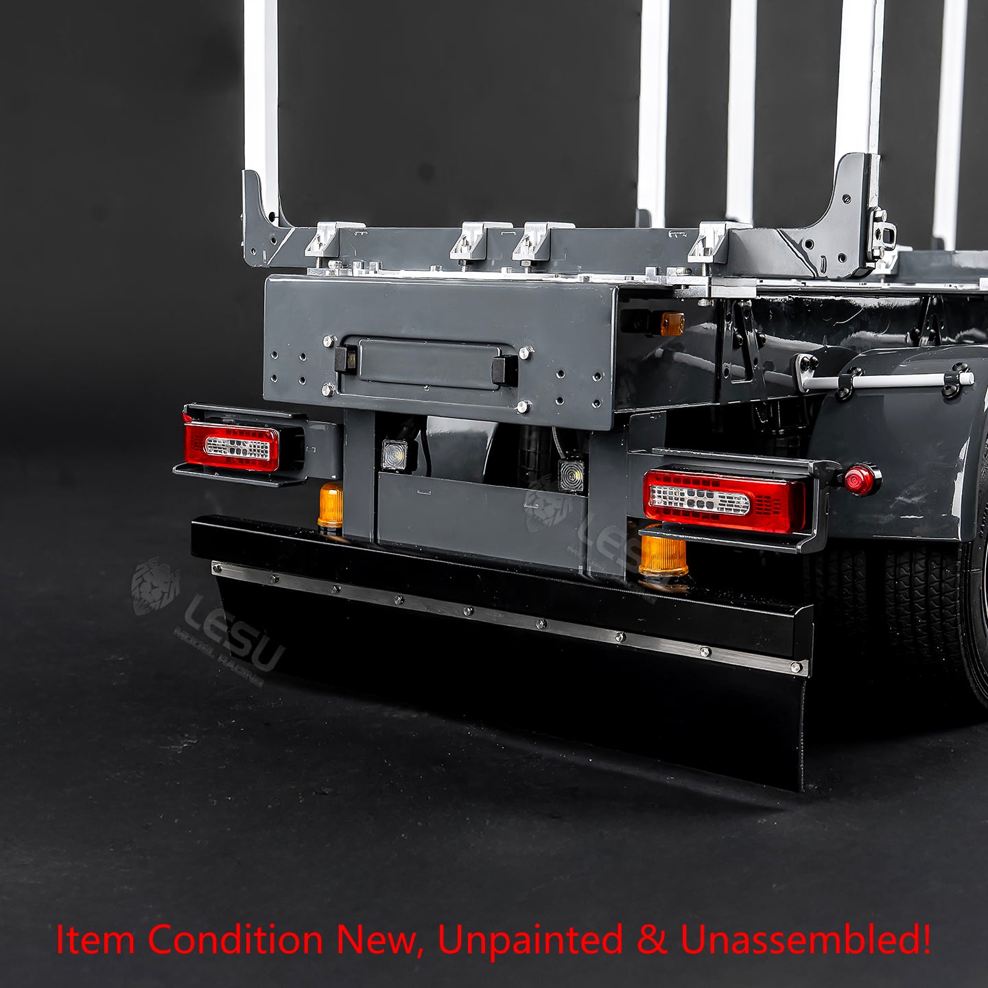 LESU 1/14 Metal RC Log Semi Trailer KIT Wood Transport Vehicle Light Electric Drum Brake Lifting Leg for TAMIYA Tractor Dumper