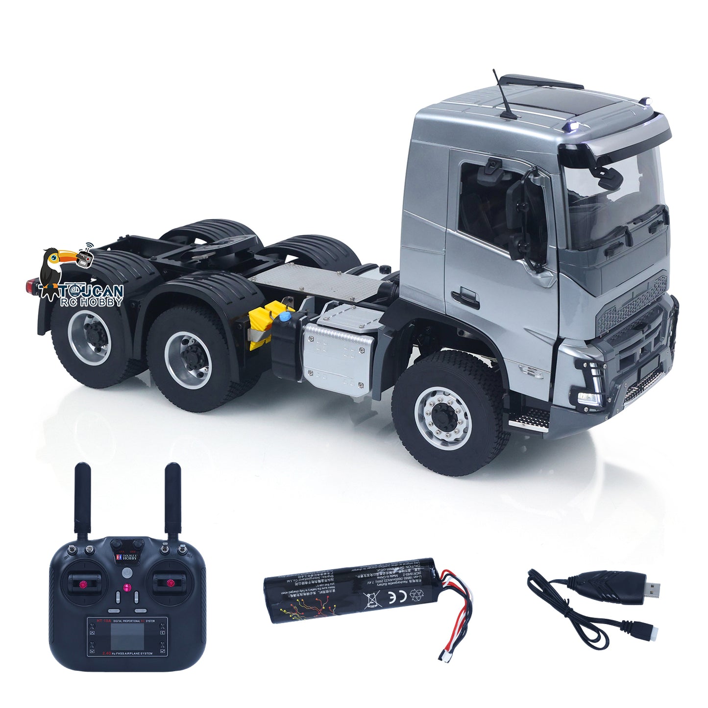 Double E 1/14 6X4 Remote Control Tractor Truck FMX RC Model Vehicle 2Speed Metal Gearbox Chassis Rail Openable Door HotRC Radio