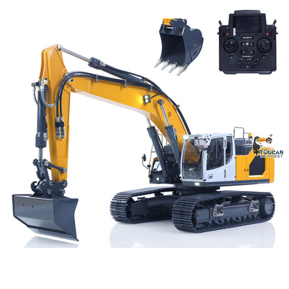 XDRC 1/14 Full Metal RC Excavator 945 Remote Control Tracked Hydraulic Construction Vehicles Trucks 5CH Reversing Valves PL18EV Radio Light Sound Quick Coupler Steel