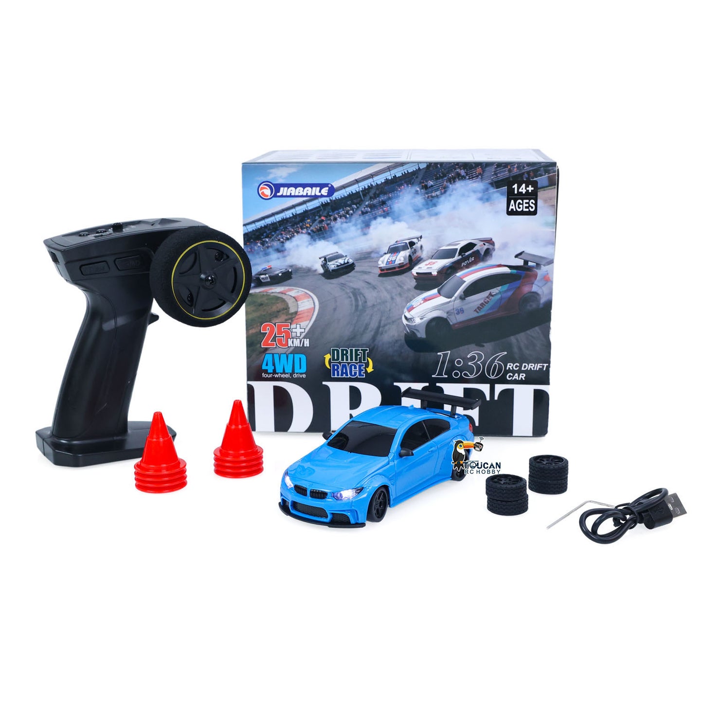TOUCAN RC HOBBY US Stock 25KM/H High Speed JIABAILE 4WD Plastic 1/36 RC Drift Car 3611 Gyroscope Indoor Outdoor Mini Racing Car LED Lights Battery 2.4G Radio