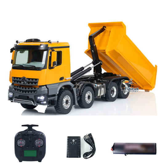 Kabolite K3365/K3366 1/14 Metal RC Roll on off Dumper Truck RTR 8x8 Hydraulic Tipper Vehicle 2-Speed Transmission Light & Sound System FlySky ST8 Controller Square/U-shaped Bucket for Model Collector
