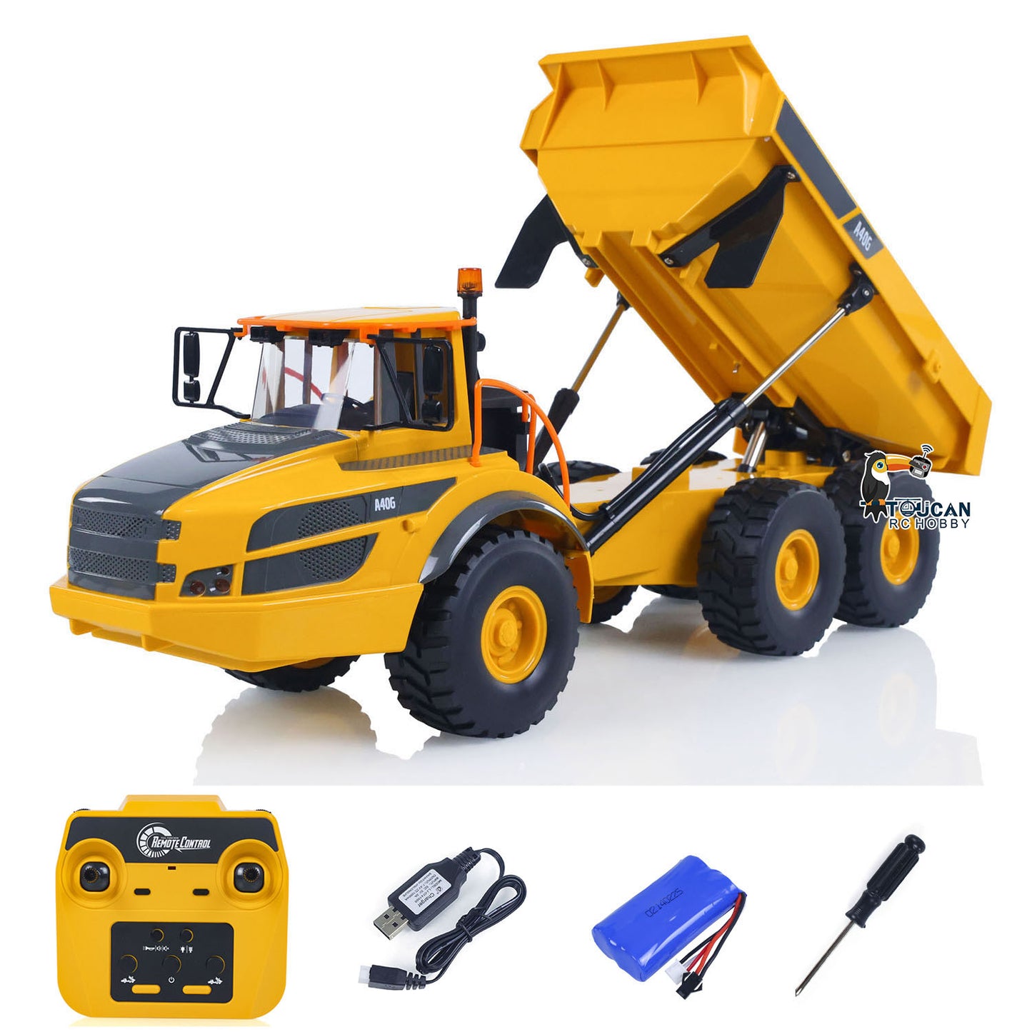 US Stock Plastic DoubleE E591 003 1/20 RC Articulated Dumper 6WD Electric Remote Control Truck VO Motor Battery USB Charging Cable RTR