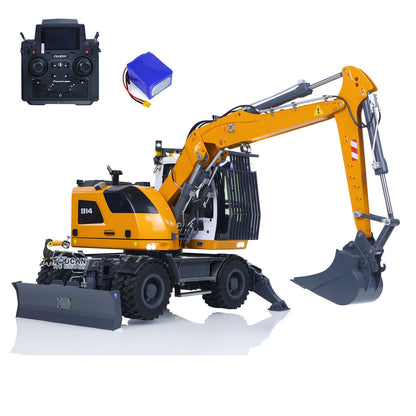 Fast Free Shipping 1/14 RC Hydraulic Wheeled Excavator LR914 8-ways Valve RTR Metal Remote Control 4*4 Digger Model Axle Lock Flysky PL18EV Lite