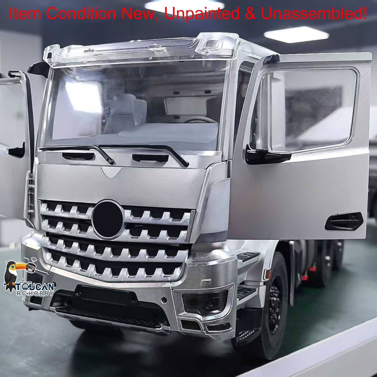 1/14 Unpainted BZ Metal Cabin Kits for RC Tractor Truck Remote Control Dumper Tipper Openable Door No Light System DIY Model