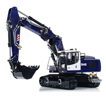 MTM 946-3 Metal 1/14 Excavator Hydraulic Crawler with 6-Way Valve and 4MPa Pump including T12D Radio and Hydraulic Grab with Buckets and Ripper without Battery
