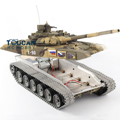 Henglong 1/16 Metal RC Tank T90 3938 Metal Chassis Tracks Road Wheels Steel Driving Gearbox 360 Turret IR BB Smoke Light 7.1 Board