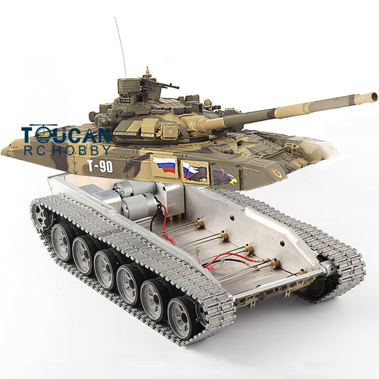 Henglong 1/16 Metal RC Tank T90 3938 Metal Chassis Tracks Road Wheels Steel Driving Gearbox 360 Turret IR BB Smoke Light 7.1 Board