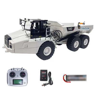 TOUCAN RC HOBBY JZModel 1/14 Ready To Run DIM 745D Metal Hydraulic RC Articulated Truck 745D 6*6 Light Sound Interior Trim of Cab Remote Control Battery