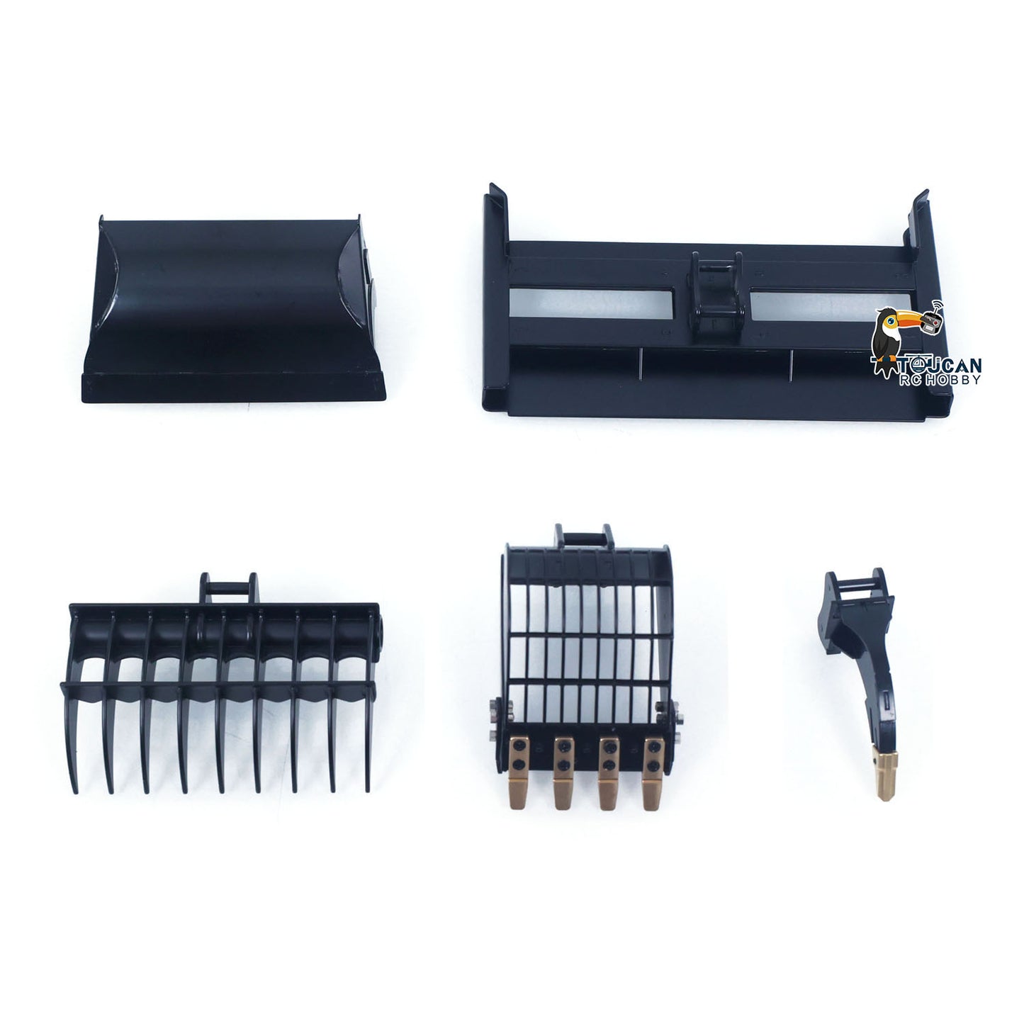 LESU Metal Sieve/Grading/Tilting Bucket Log Grapple Beam Ripper Cultivator Rake for 1/14 Remote Controlled Hydraulic Excavator PC30 B0003