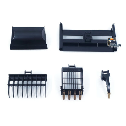 LESU Metal Sieve/Grading/Tilting Bucket Log Grapple Beam Ripper Cultivator Rake for 1/14 Remote Controlled Hydraulic Excavator PC30 B0003