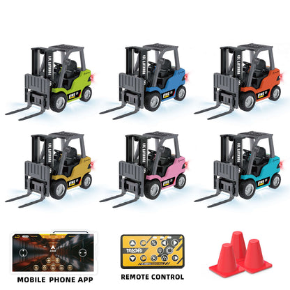 1/64 RC Forklift Full Proportion Control Realistic Details Road Barrier Desktop Ornaments Gift Parent Child Interaction RTR