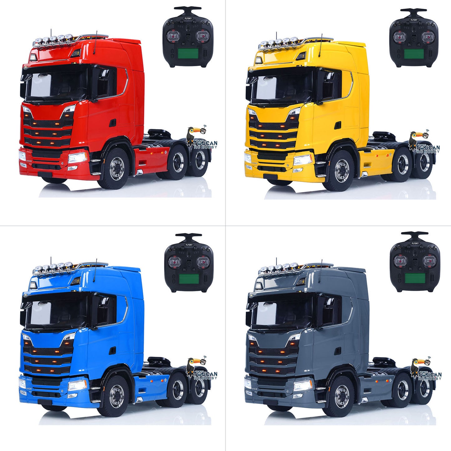 770S 1/14 6X6 RC Tractor Truck Liftable Rear Axle Wheel Hub Reduction Differential Locks Hobbywing ESC Flysky ST8 Light System