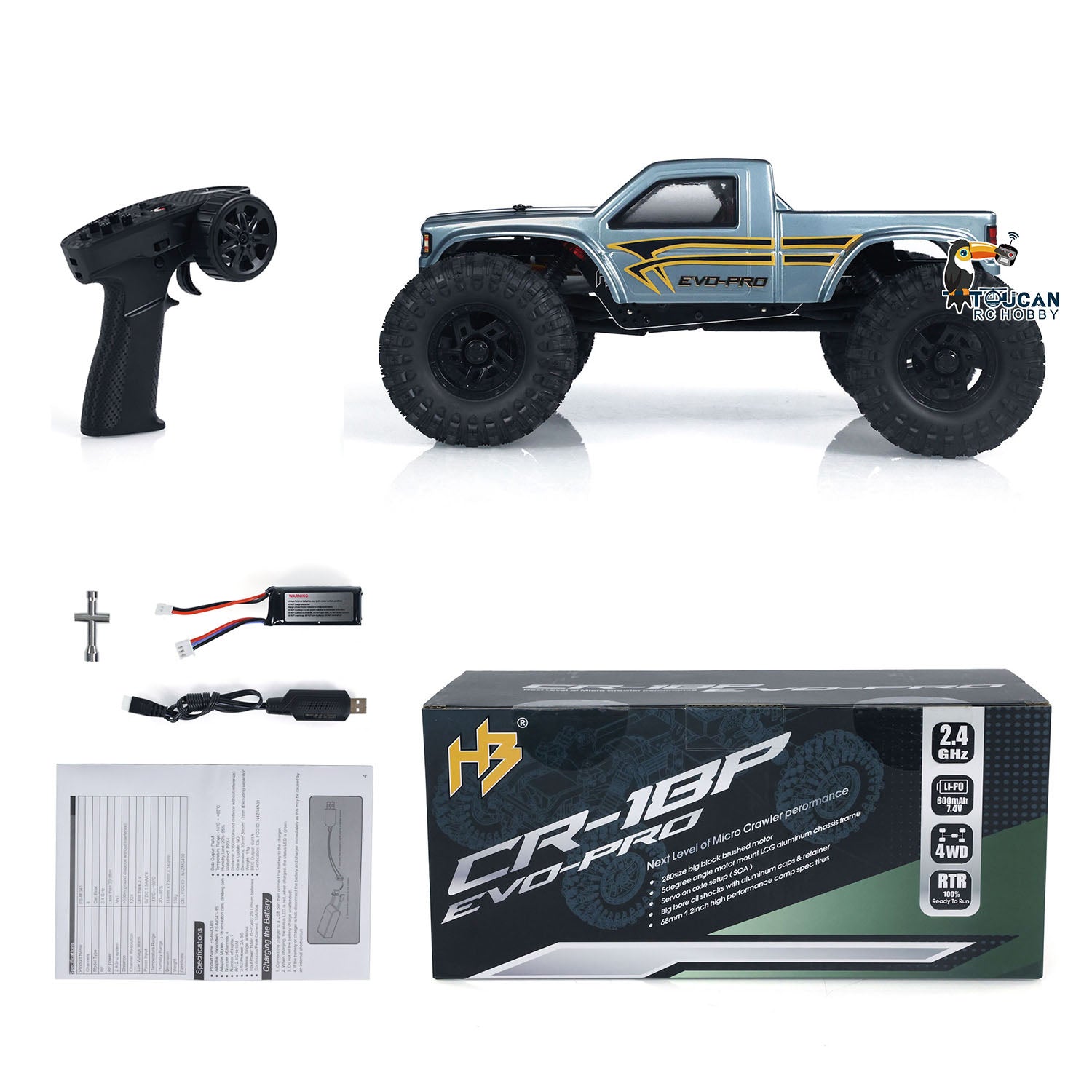 TOUCAN RC HOBBY US Stock 4x4 1/18 Hobby Plus RC Rock Crawler Car Elect