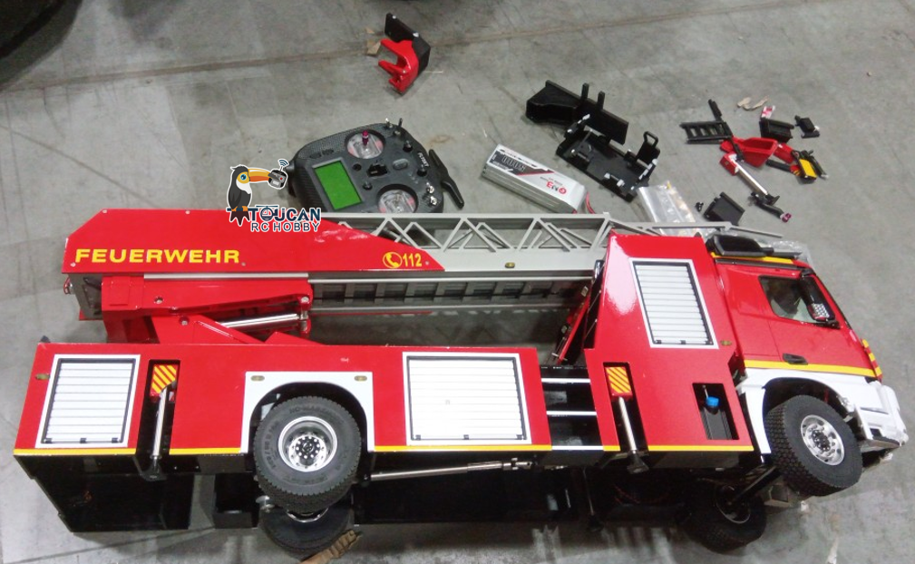 Free Shipping Second Hand US Stock 1/14 4X2 Metal Chassis Ladder Truck 3363 RC Fire Truck ST8 Radio 2Speed RTR Car
