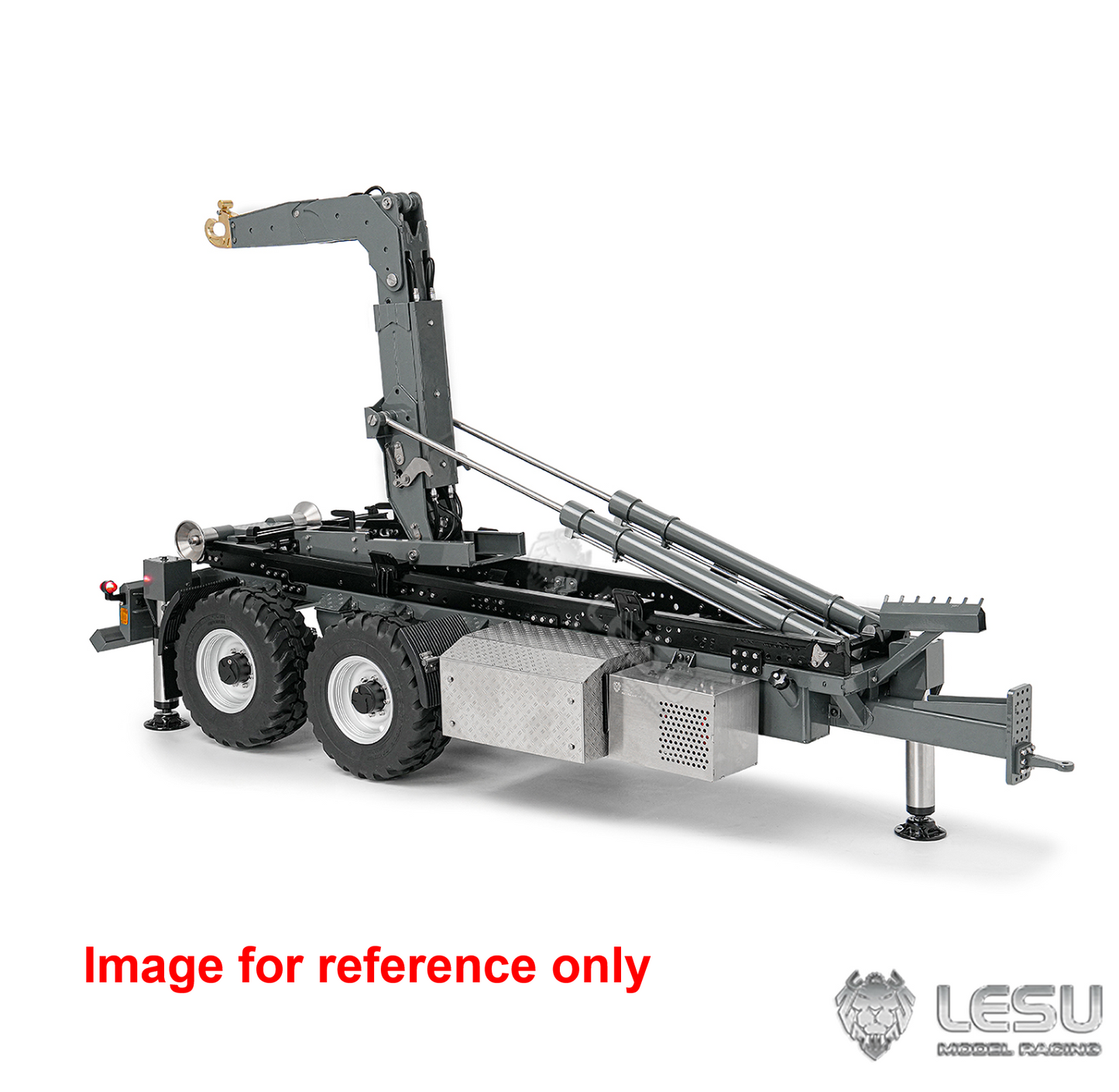 LIMITED-TIME SALE IN Stock LESU A0066 1/14 Metal Hydraulic RC Roll Off Trailer Telescopic/Folding Hooklift with Support Legs 5CH Reversing Valve Lights