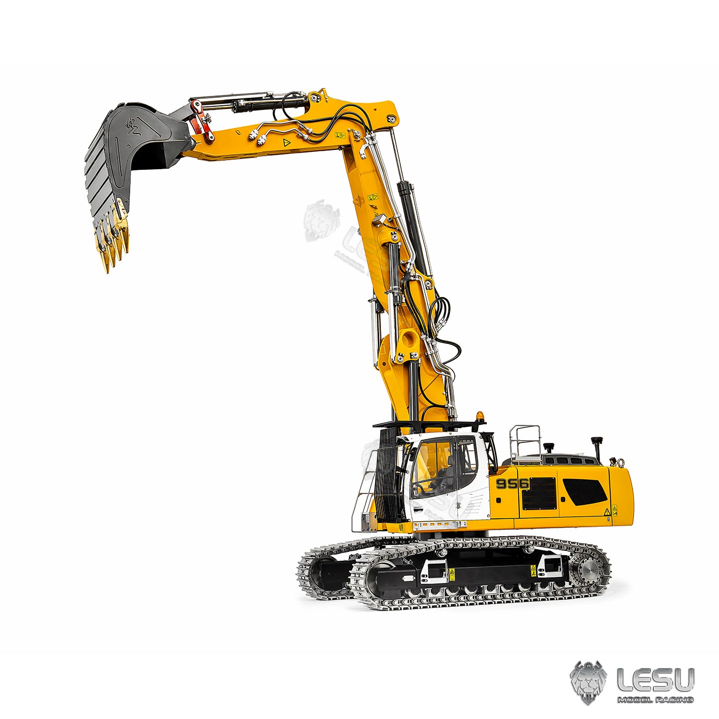 LESU 1/14 RC Hydraulic Excavator LR956 Metal 3 Arms Remote Control Digger Model 4+3CH Valve Dual Pumps Light Flysky PL18EV LITE