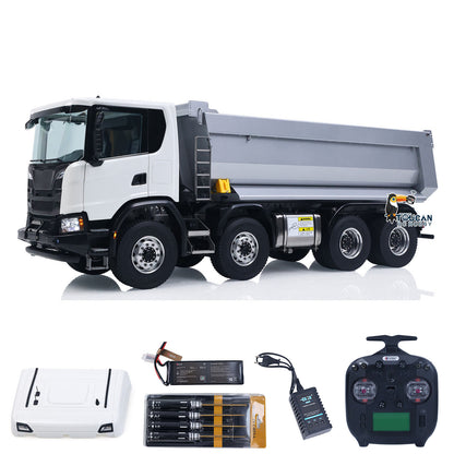 In Stock Double E 1/14 8X8 Remote Control Hydraulic Dump Truck 2Speed RC Model Tipper Metal Chassis Differential Lock FLYSKY ST8 Radio
