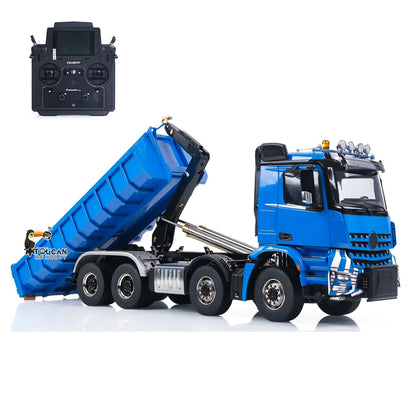 Toucanhobby 1/14 Remote Control Metal Hydraulic Roll On Off Dump Truck 8*8 5 Valves RC Full Tipper 3Speed Gearbox Hobbywing 1060 Brushed ESC Differential Locks