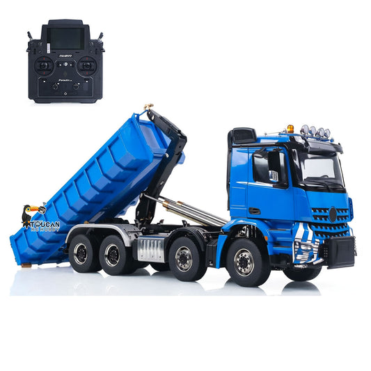 TOUCAN RC HOBBY  1/14 Remote Control Metal Hydraulic Roll On Off Dump Truck 8*8 5 Valves RC Full Tipper 3Speed Gearbox Hobbywing 1060 Brushed ESC Differential Locks