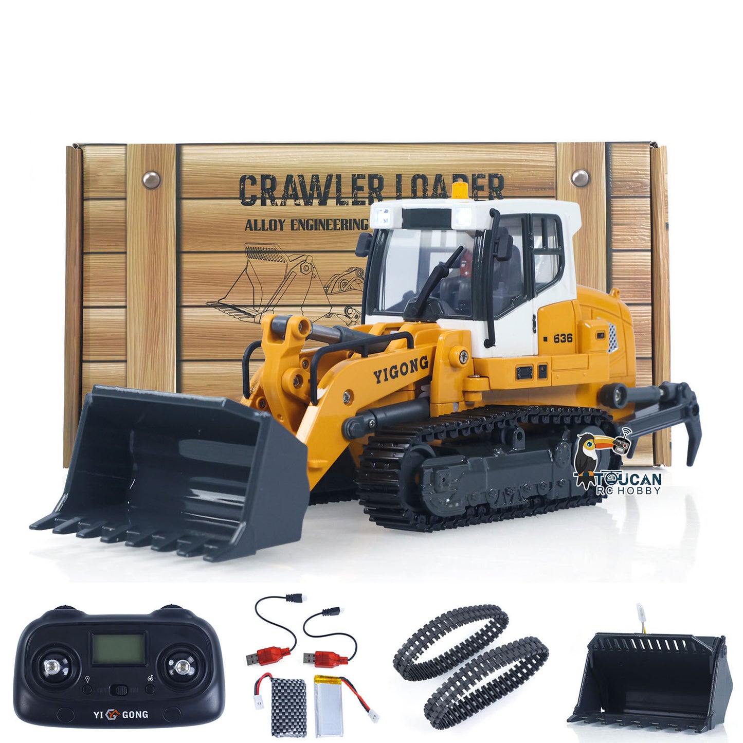 Fast Free Shipping for EU LR636 1/50 RC Tracked Loader Electric Lifting Radio Control Model Vehicle Metal Openable Bucket Tracks Ripper Soil Loosening Hook