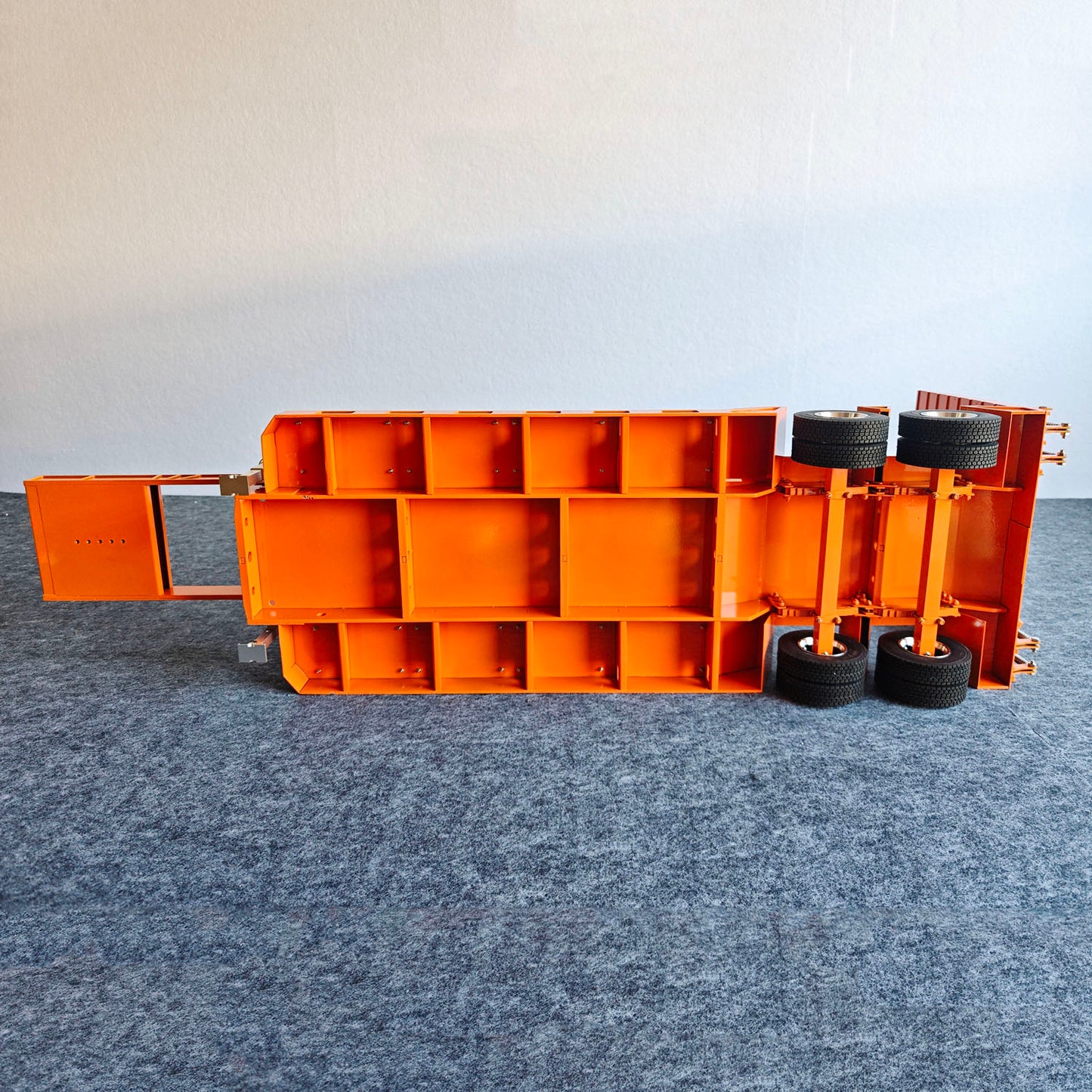 2 Axles Metal Lowboy Semi Trailer Spring Support Legs Tail Plate for 1/14 DIY Tamiya Remote Control Tractor Truck No Light