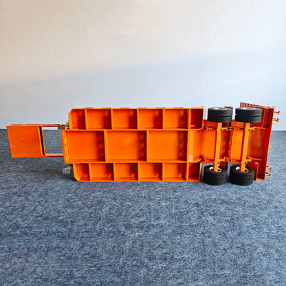 2 Axles Metal Lowboy Semi Trailer Spring Support Legs Tail Plate for 1/14 DIY Tamiya Remote Control Tractor Truck No Light