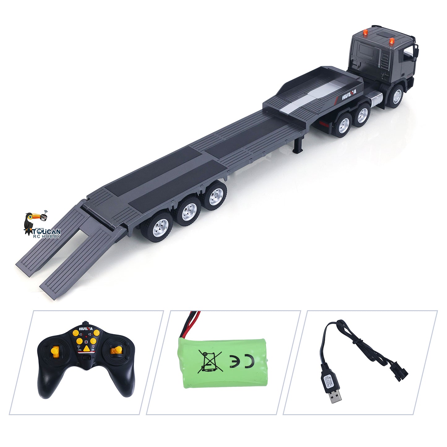 Huina 1318 1:18 RC Tractor Truck 9CH Remote Control Cars with Flatbed Trailer 58*11*19cm Assembled and Painted