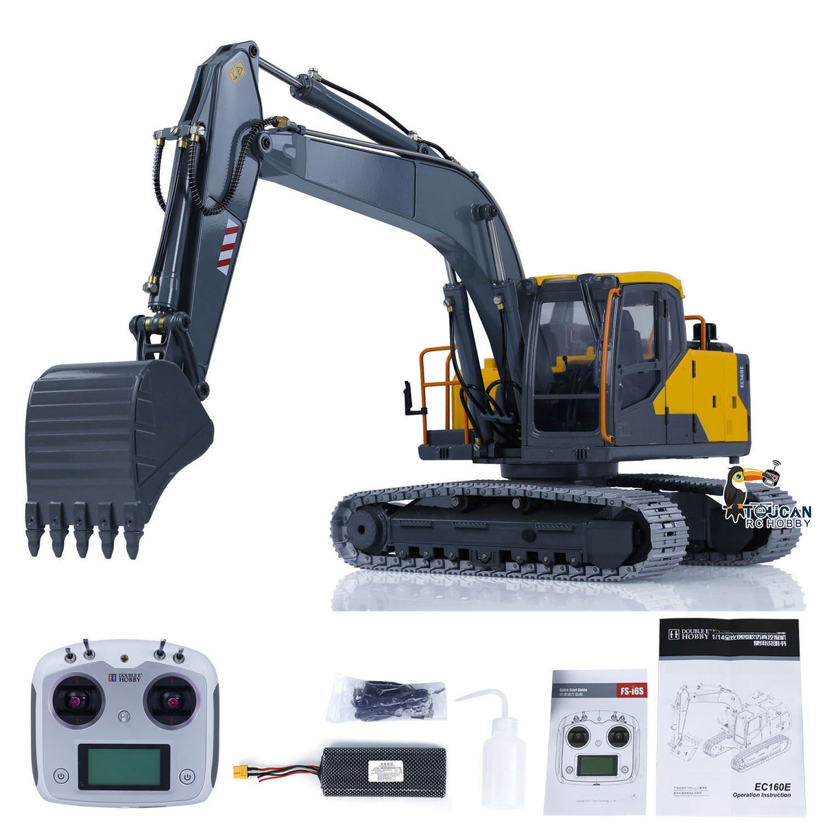 Auf Lager TOUCAN RC HOBBY Double E EC160E 1/14 RC Hydraulikbagger E111 Legierung ferngesteuerter Bagger DIY Auto Hobby Modell Servomotor ESC