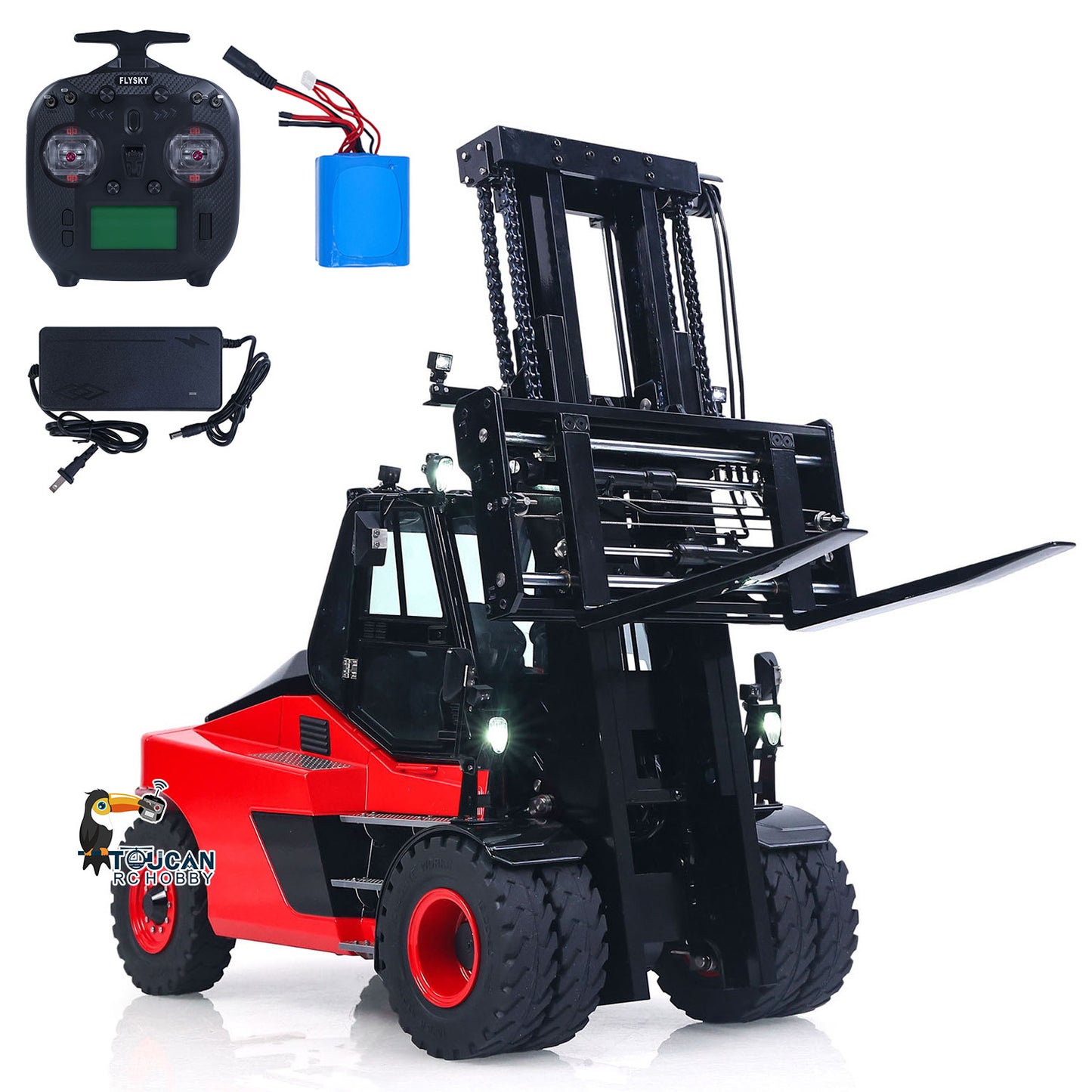 US Stock Kabolite K180-100 1/14 4X2 RWD Remote Control Hydraulic Forklift 3-Way Vavles RTR Flysky ST8 Radio Light System Sound Battery