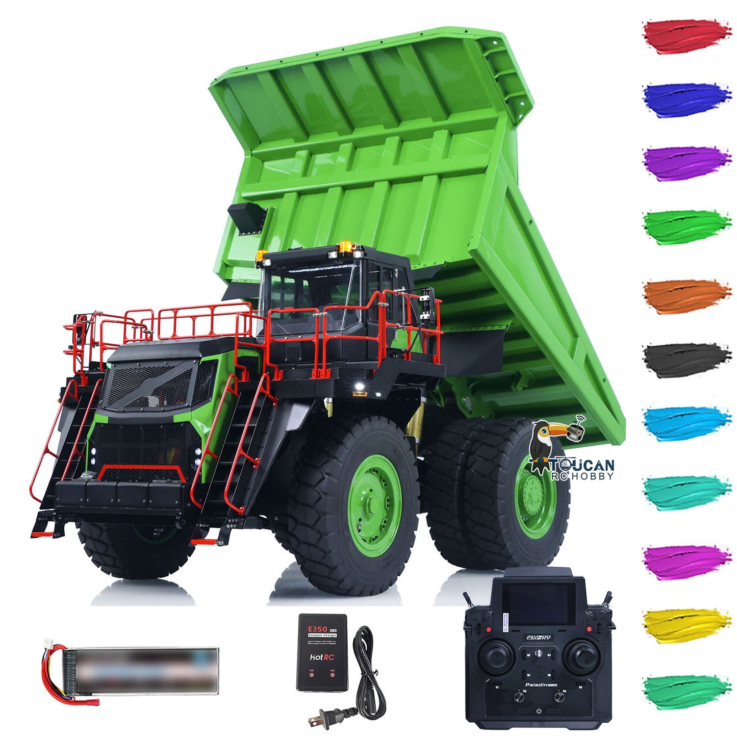 LESU AOUE R100E 1/16 Metal RC Mining Truck Model Hydraulic CNC Aluminum Alloy Vehicle Differential Lock Suspension for Construction Hobbyists