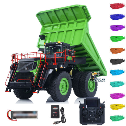 LESU AOUE R100E 1/16 Metal RC Mining Truck Model Hydraulic CNC Aluminum Alloy Vehicle Differential Lock Suspension for Construction Hobbyists