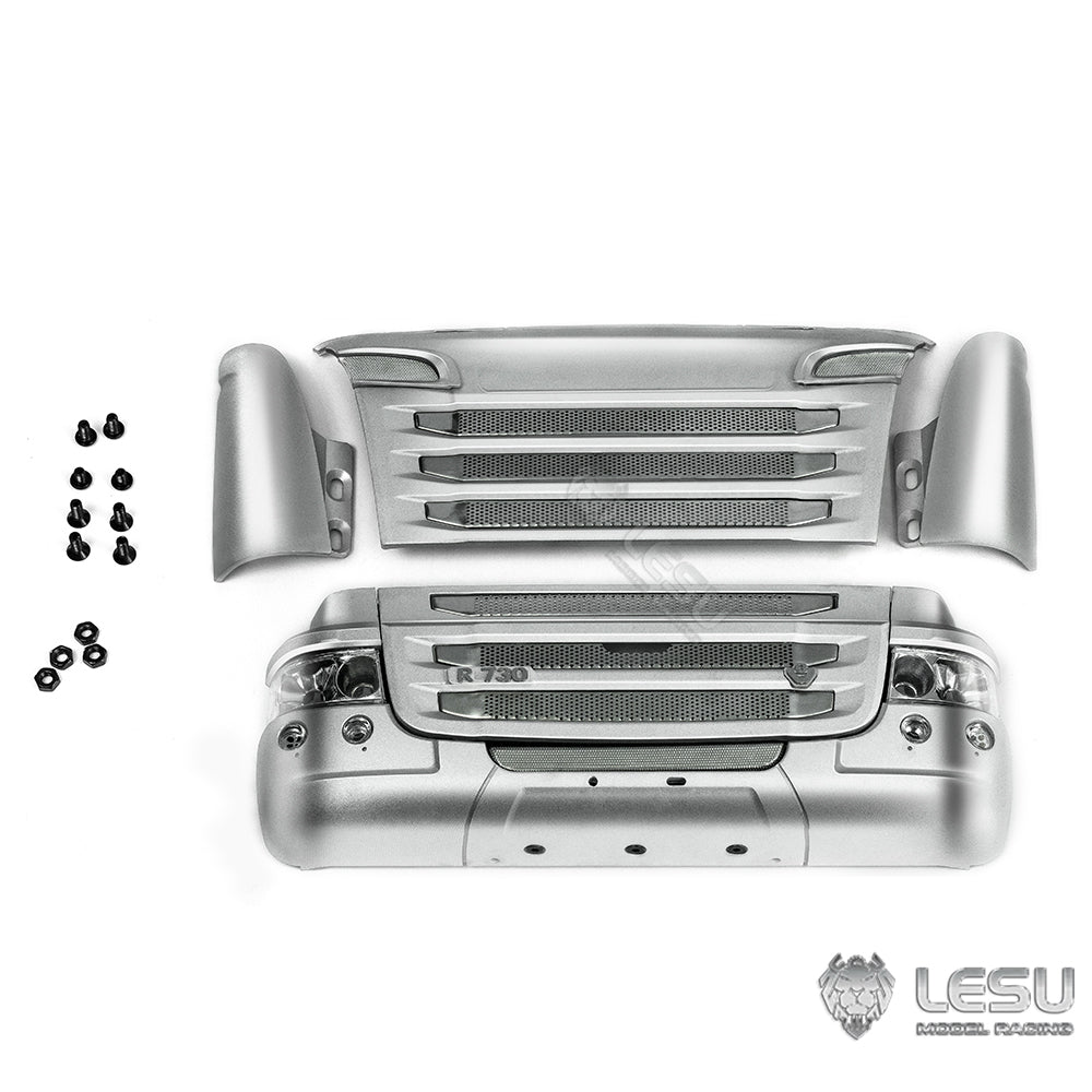 LESU Metal Front Face Net Bumper Set Side Spoiler for Modifying 1/14 Scale RC TAMIIYA R470 R620 to R730 Tractor Truck Car Model DIY Cabin