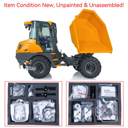 LESU AOUE 6MDX 1/14 Metal 4X4 Hydraulic Articulated RC Dumper Truck Differential Lock Axles Brushless ESC Sound Light System