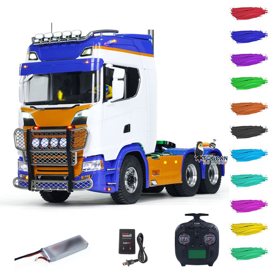 Metal 6x6 1/14 Scale Remote Control Tractor RC Truck 2-speed Gearbox ST8 Radio Sound Light