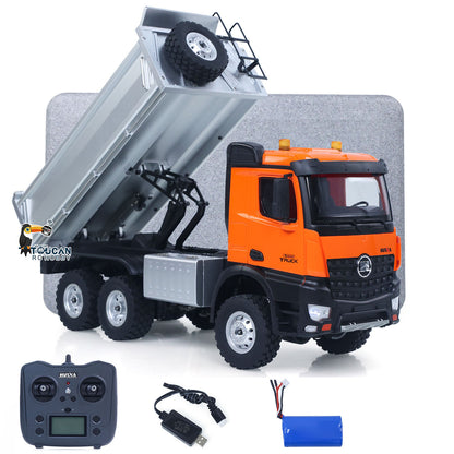 US Stock 1/14 HUINA 1598 2.4G Remote Control Dumper 6*6 Engineering Transport Vehicle Lifting Rod Tipper Car Light Sound Battery Toys