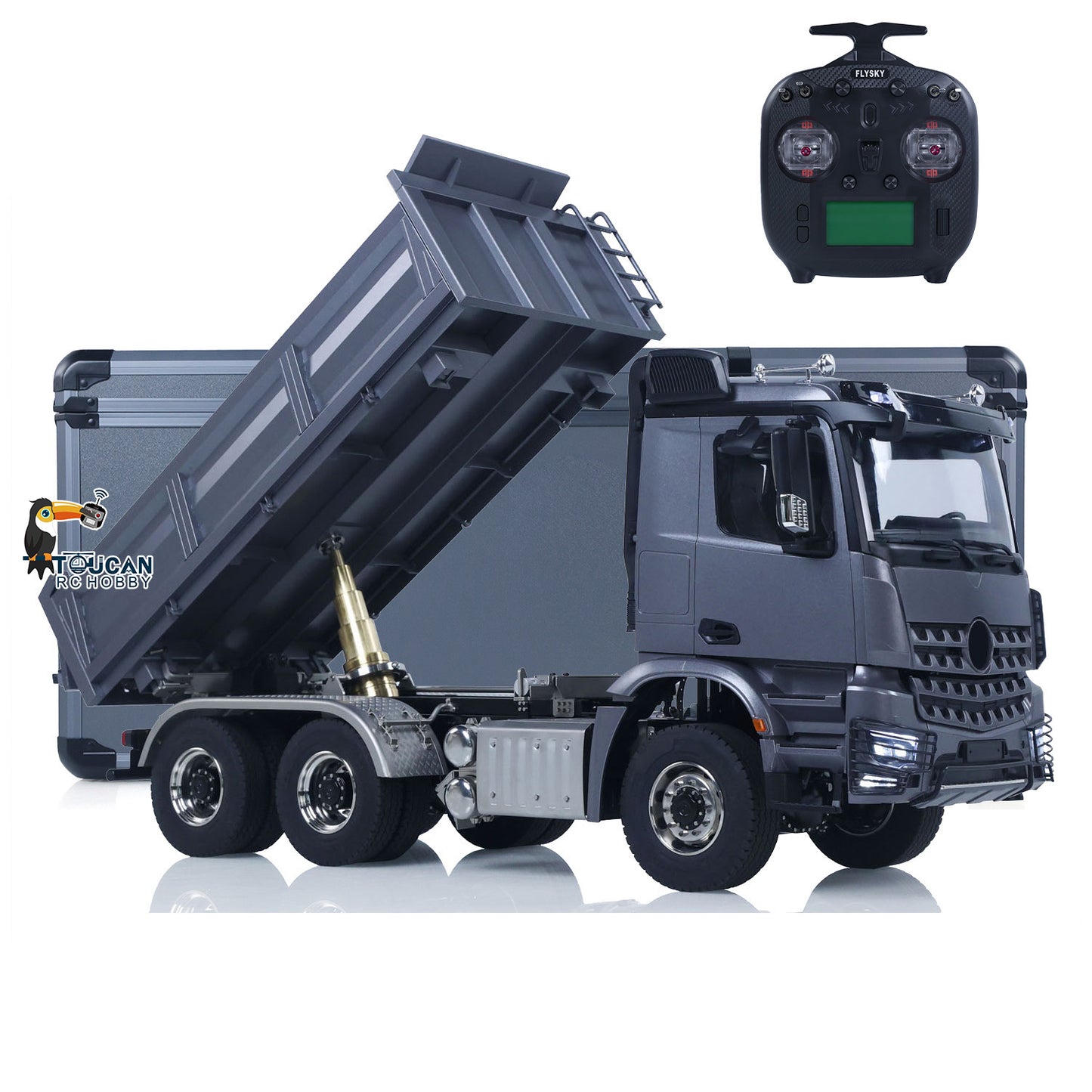 1/14 6x6 TOUCAN Hydraulic RC Dump Truck Metal Radio Controlled Tipper Car Differential Lock Light Sound FlySky I6S