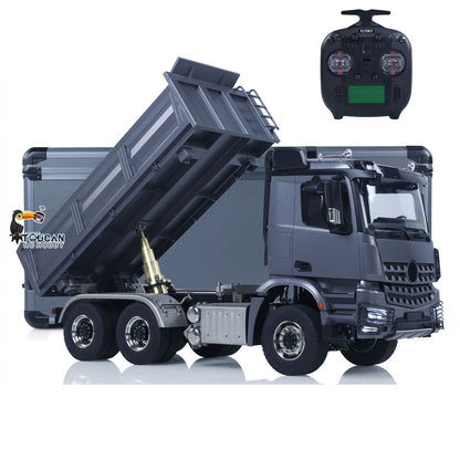 1/14 6x6 TOUCAN Hydraulic RC Dump Truck Metal Radio Controlled Tipper Car Differential Lock Light Sound FlySky I6S
